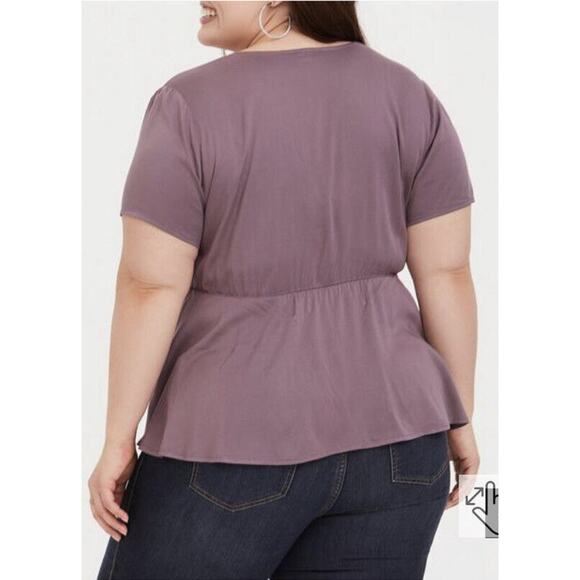 Torrid Mauve Purple Stretch Challis Peplum Blouse - Picture 2 of 6